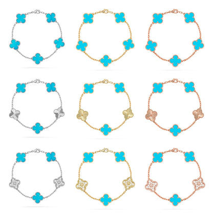 [Noble Aura jewelry] CLOVER 5 MOTIF TURQUOISE BRACELET COLLECTION