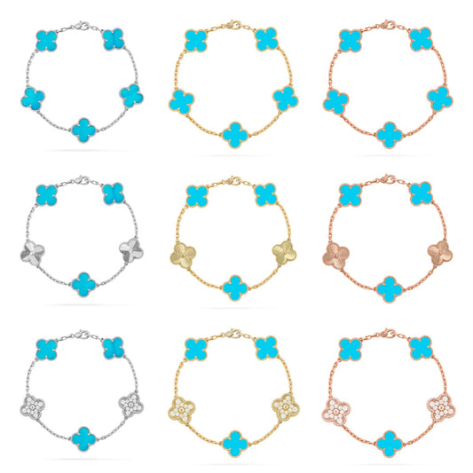 [Noble Aura jewelry] CLOVER 5 MOTIF TURQUOISE BRACELET COLLECTION