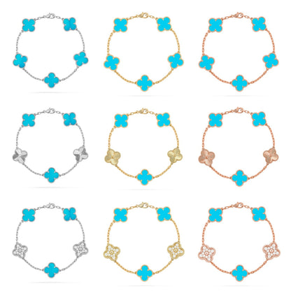 [Noble Aura jewelry] CLOVER 5 MOTIF TURQUOISE BRACELET COLLECTION