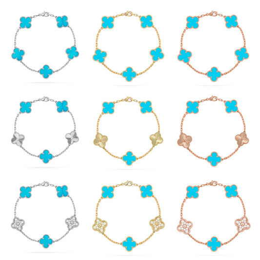 [Noble Aura jewelry] CLOVER 5 MOTIF TURQUOISE BRACELET COLLECTION