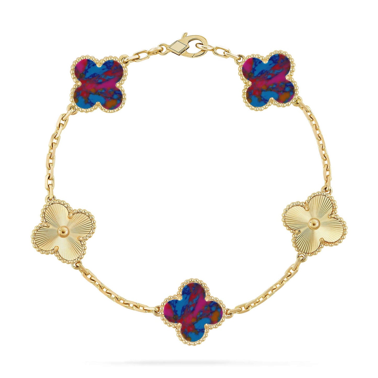 [Noble Aura jewelry]CLOVER 5 MOTIF COLOR GEMSTONES BRACELET COLLECTION