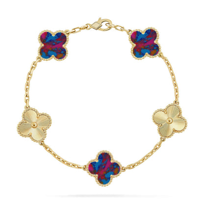 [Noble Aura jewelry]CLOVER 5 MOTIF COLOR GEMSTONES BRACELET COLLECTION