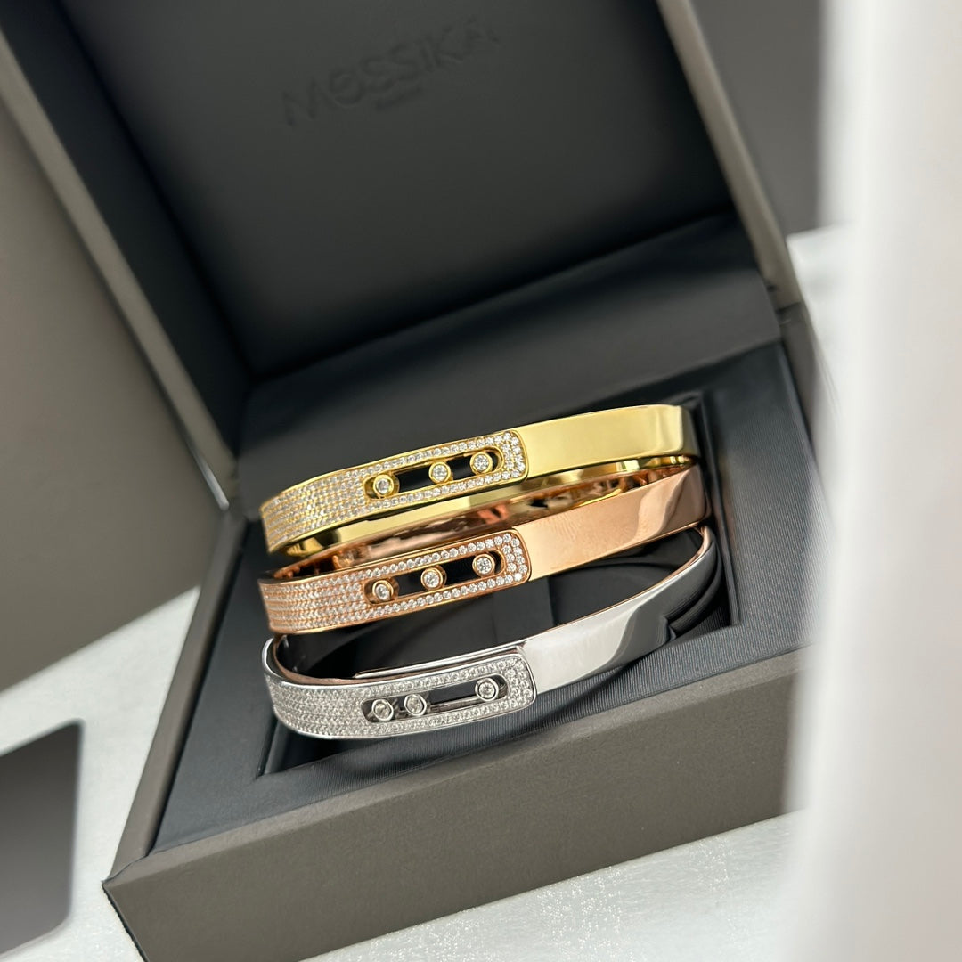[Noble Aura jewelry]Move Noa Rose Gold Pavé Diamond Bangle Bracelet
