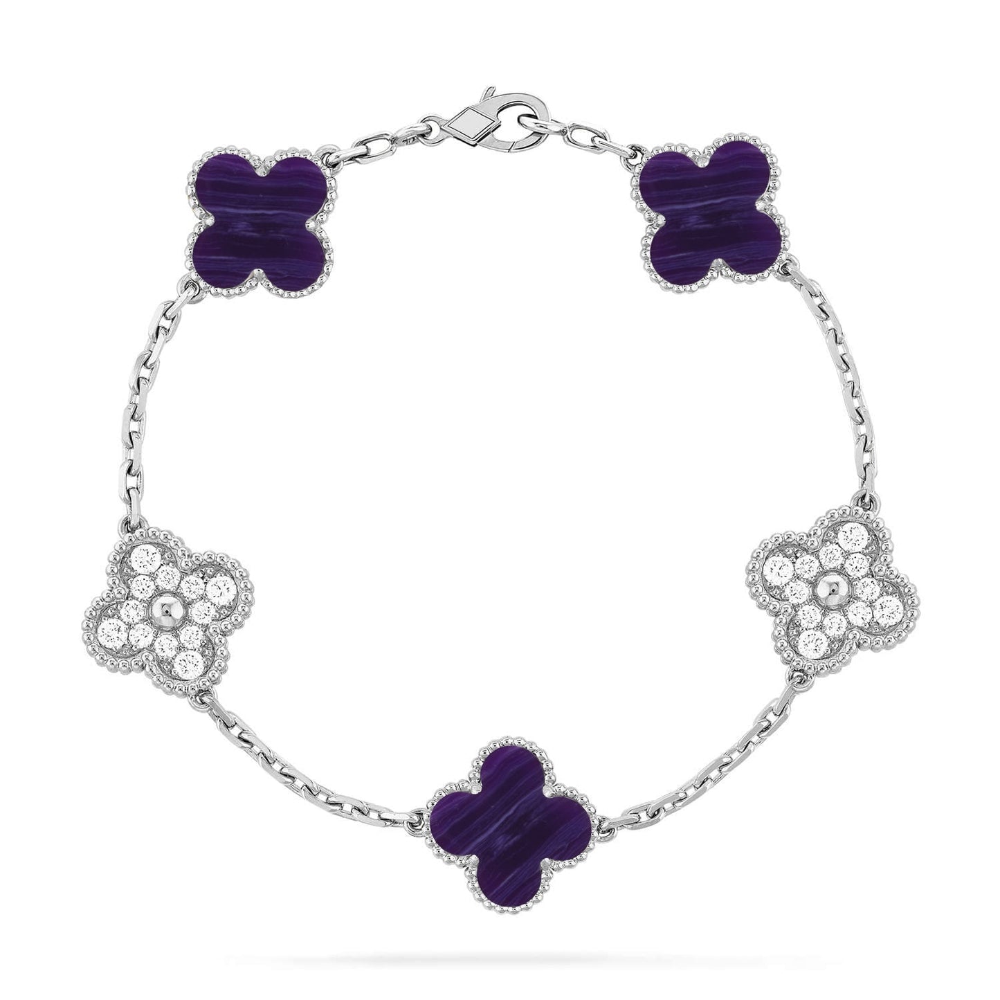 [Noble Aura jewelry]CLOVER 5 MOTIF PURPLE STRIPES BRACELET COLLECTION