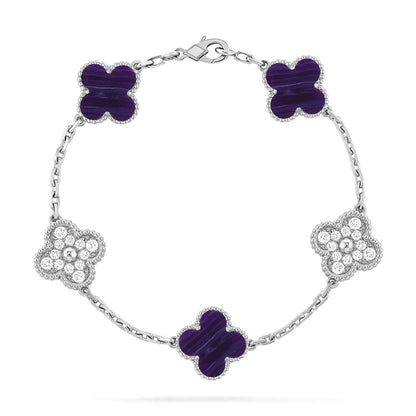 [Noble Aura jewelry]CLOVER 5 MOTIF PURPLE STRIPES BRACELET COLLECTION
