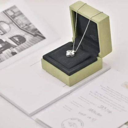 [Noble Aura jewelry]CLOVER  15MM DIAMOND LASER NECKLACE SILVER