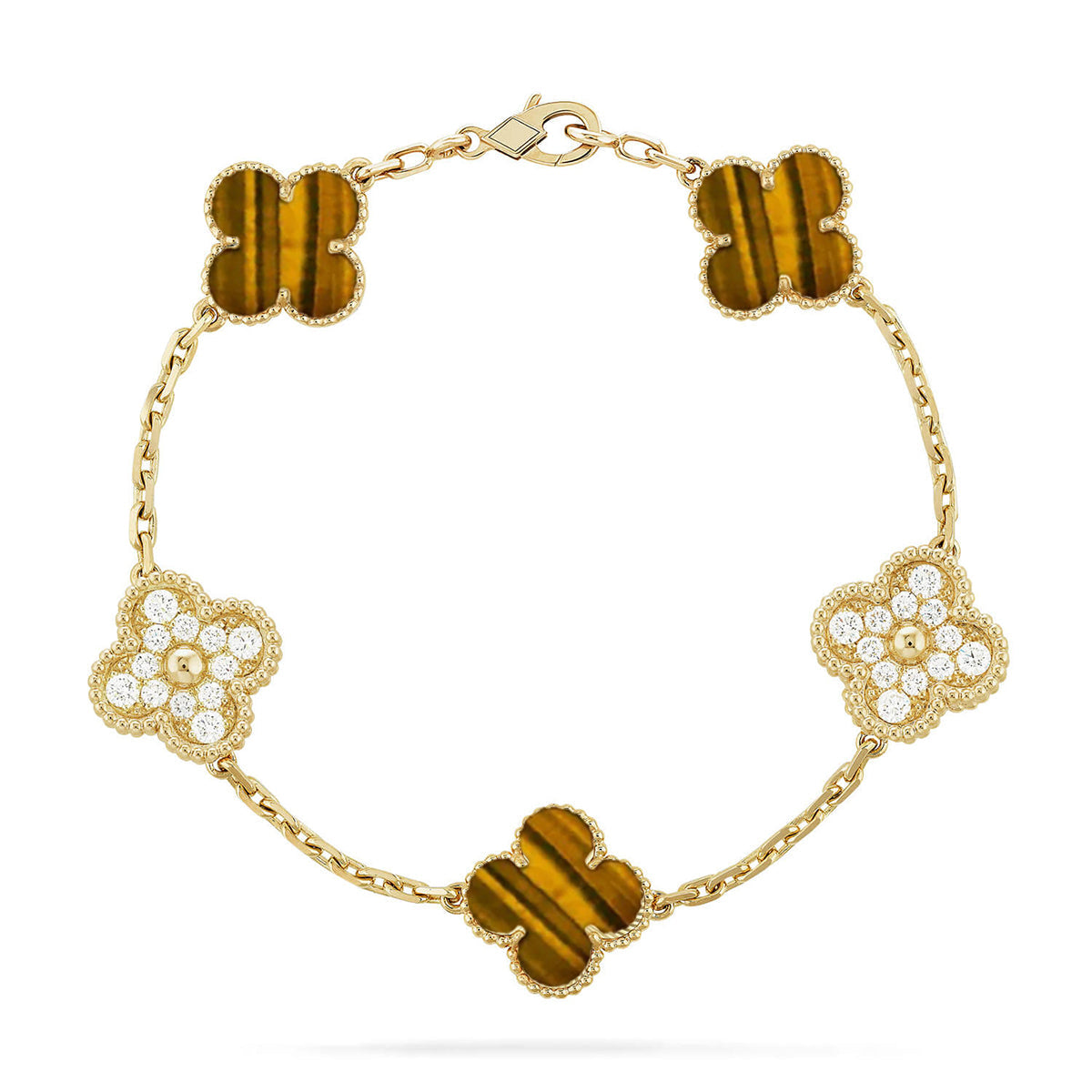 [Noble Aura jewelry] CLOVER 5 MOTIFS TIGER EYE BRACELET COLLECTION