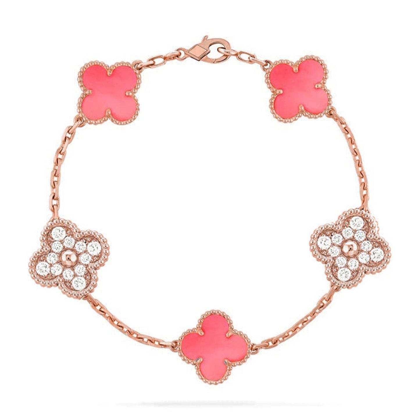 [Noble Aura jewelry] CLOVER 5 MOTIFS  PINK MOP BRACELET COLLECTION