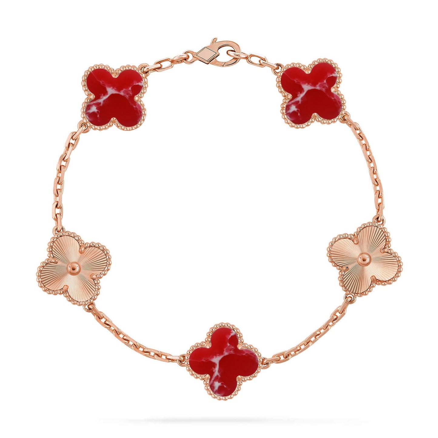 [Noble Aura jewelry]CLOVER 5 MOTIF RED PATTERN BRACELET COLLECTION