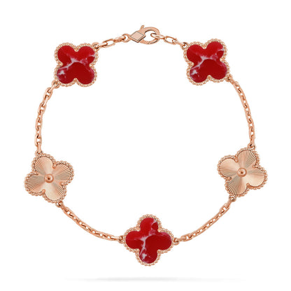 [Noble Aura jewelry]CLOVER 5 MOTIF RED PATTERN BRACELET COLLECTION