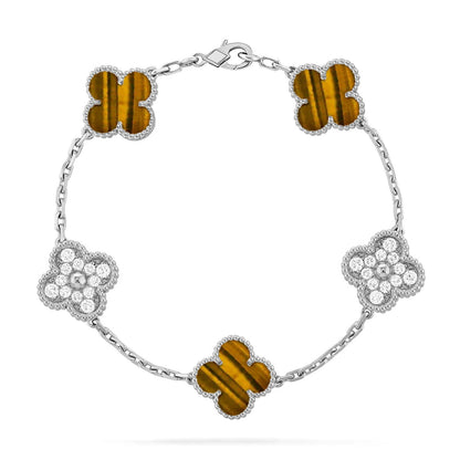 [Noble Aura jewelry] CLOVER 5 MOTIFS TIGER EYE BRACELET COLLECTION