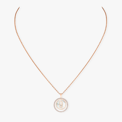 [Noble Aura jewelry]LUCKY MOVE 1 DIAMOND WHITE MOTHER OF PEARL PINK GOLD DIAMOND NECKLACE
