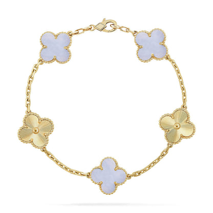 [Noble Aura jewelry] CLOVER 5 MOTIF PURPLE CHALCEDONY BRACELET COLLECTION