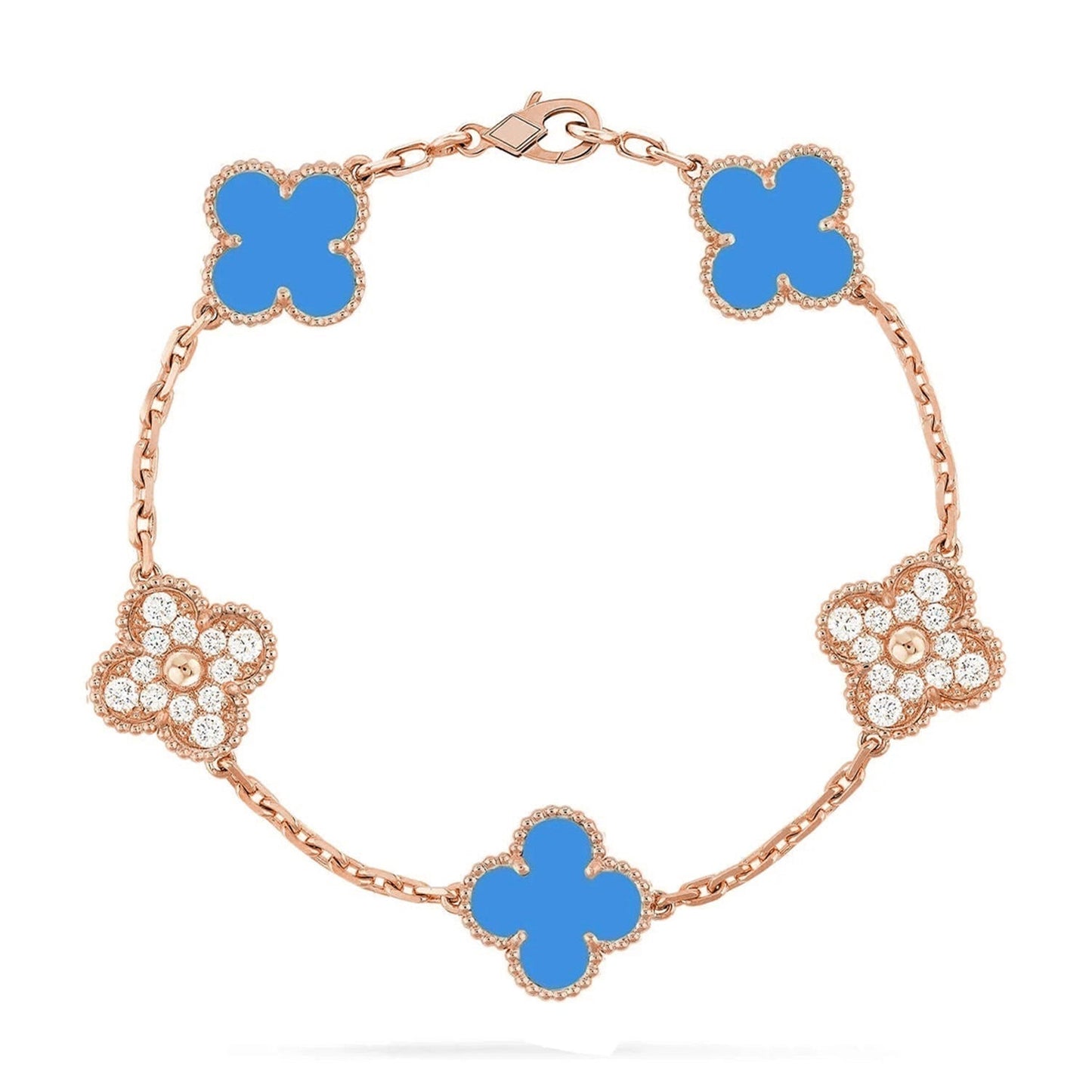 [Noble Aura jewelry] CLOVER 5 MOTIF BLUE AGATE BRACELET COLLECTION