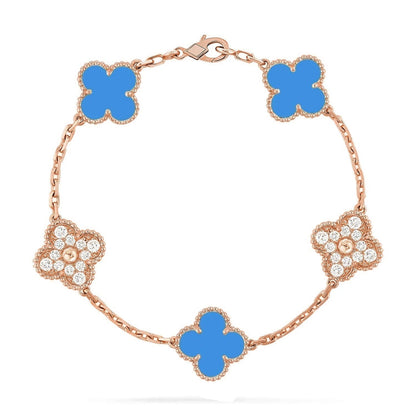 [Noble Aura jewelry] CLOVER 5 MOTIF BLUE AGATE BRACELET COLLECTION