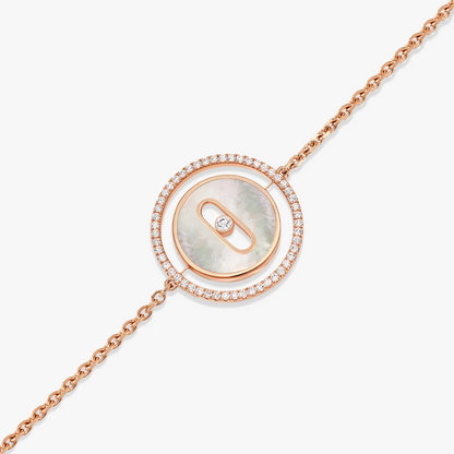 [Noble Aura jewelry]LUCKY MOVE WHITE MOTHER OF PEARL PINK GOLD DIAMOND BRACELET