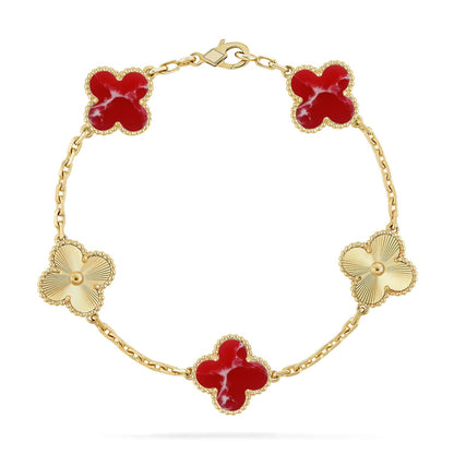[Noble Aura jewelry]CLOVER 5 MOTIF RED PATTERN BRACELET COLLECTION