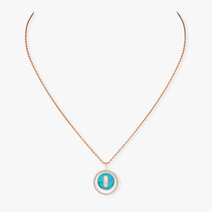 [Noble Aura jewelry]LUCKY MOVE 1 DIAMOND TURQUOISE PINK GOLD DIAMOND NECKLACE