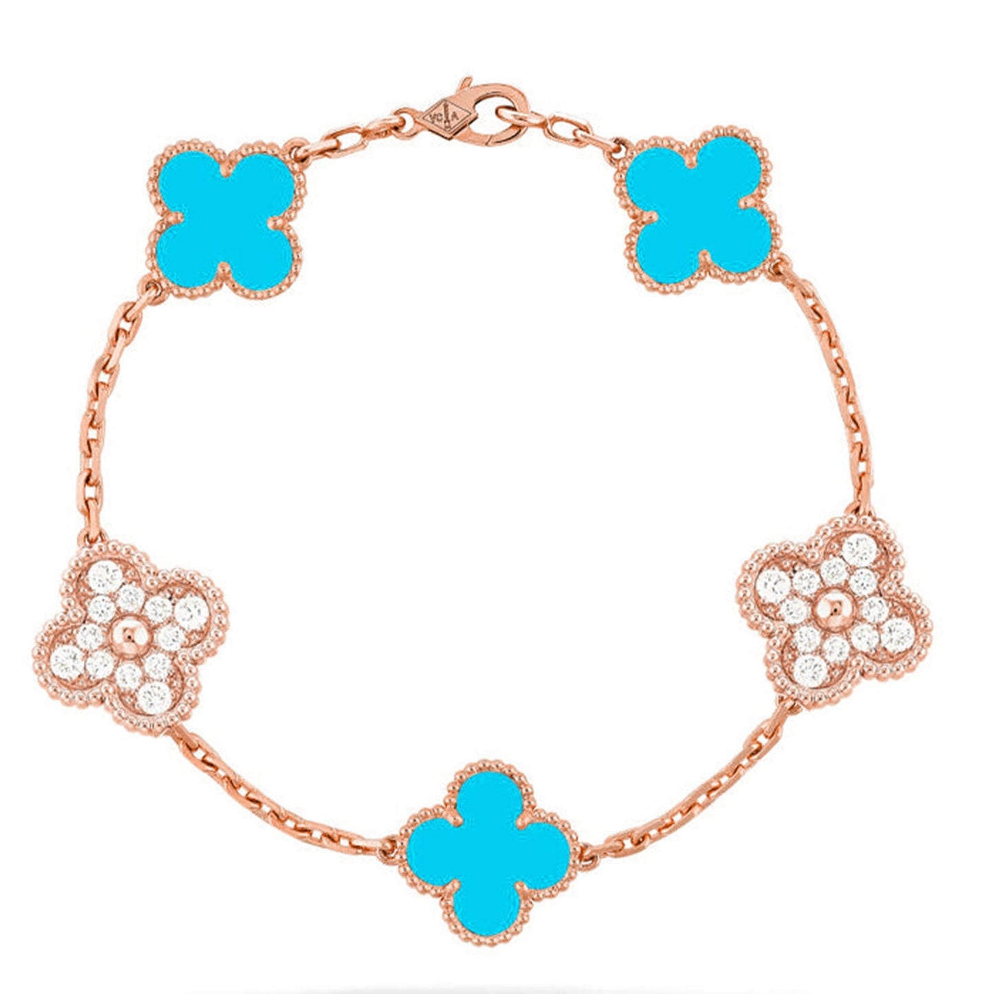 [Noble Aura jewelry] CLOVER 5 MOTIF TURQUOISE BRACELET COLLECTION