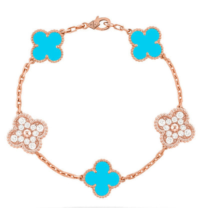 [Noble Aura jewelry] CLOVER 5 MOTIF TURQUOISE BRACELET COLLECTION