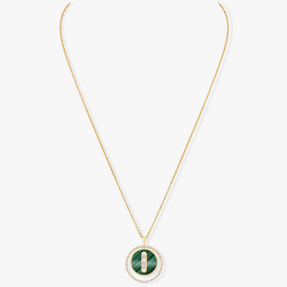 [Noble Aura jewelry]LUCKY MOVE 3 DIAMOND MALACHITE GOLD DIAMOND NECKLACE