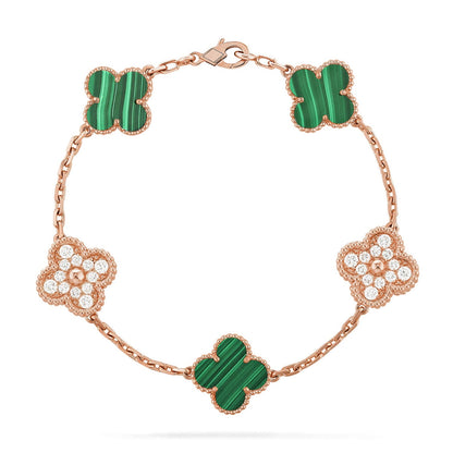 [Noble Aura jewelry] CLOVER 5 MOTIF MALACHITE BRACELET COLLECTION