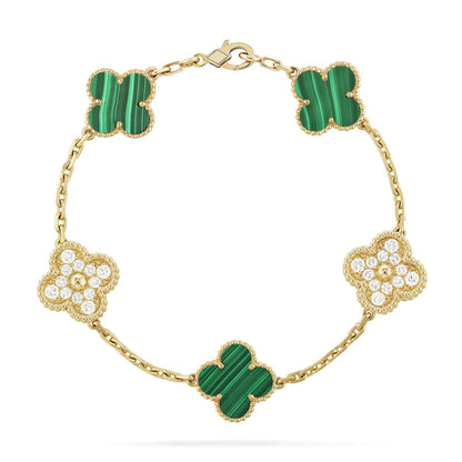 [Noble Aura jewelry] CLOVER 5 MOTIF MALACHITE BRACELET COLLECTION