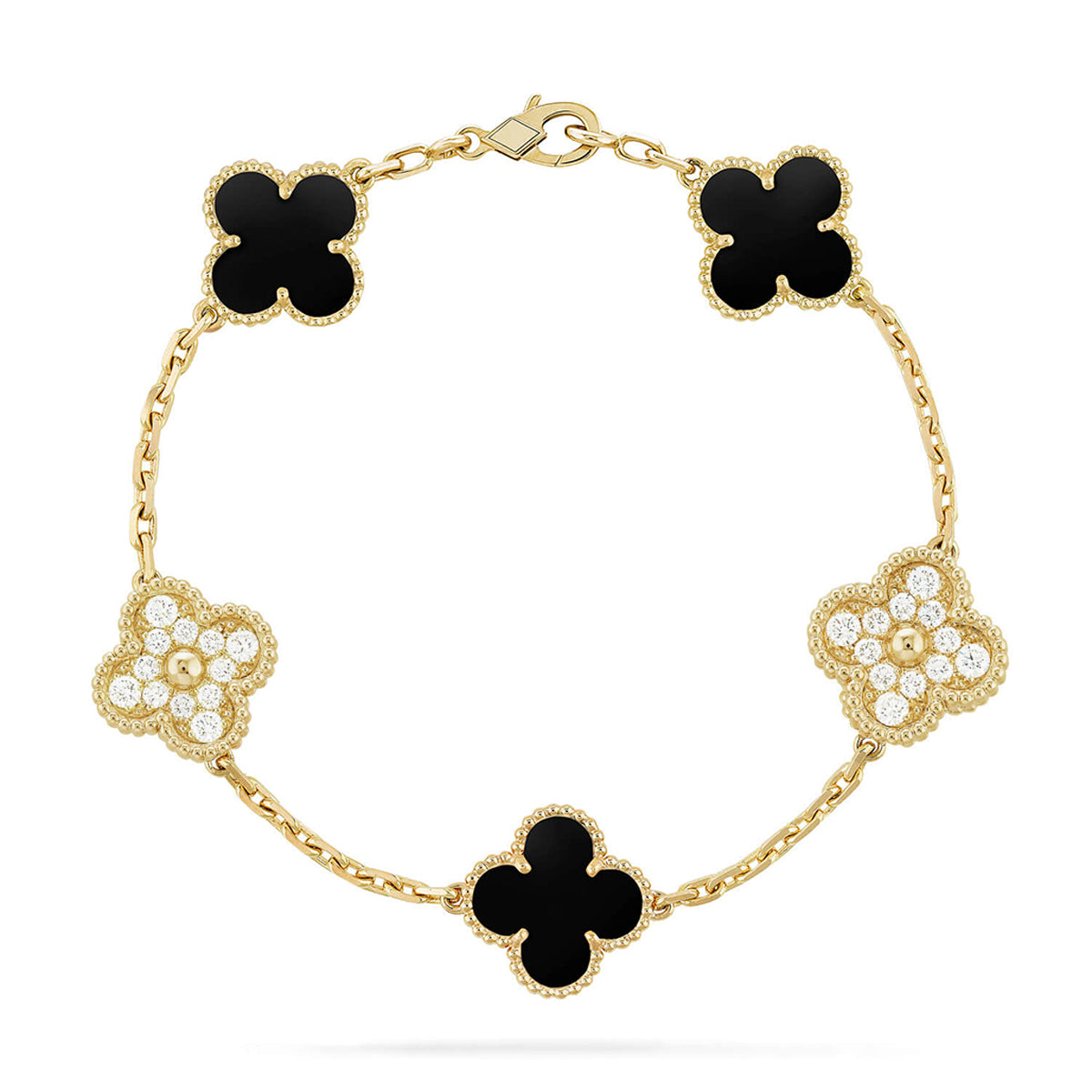 [Noble Aura jewelry] CLOVER 5 MOTIF ONYXS BRACELET COLLECTION