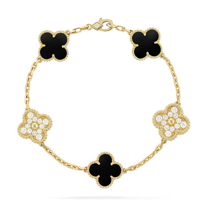 [Noble Aura jewelry] CLOVER 5 MOTIF ONYXS BRACELET COLLECTION