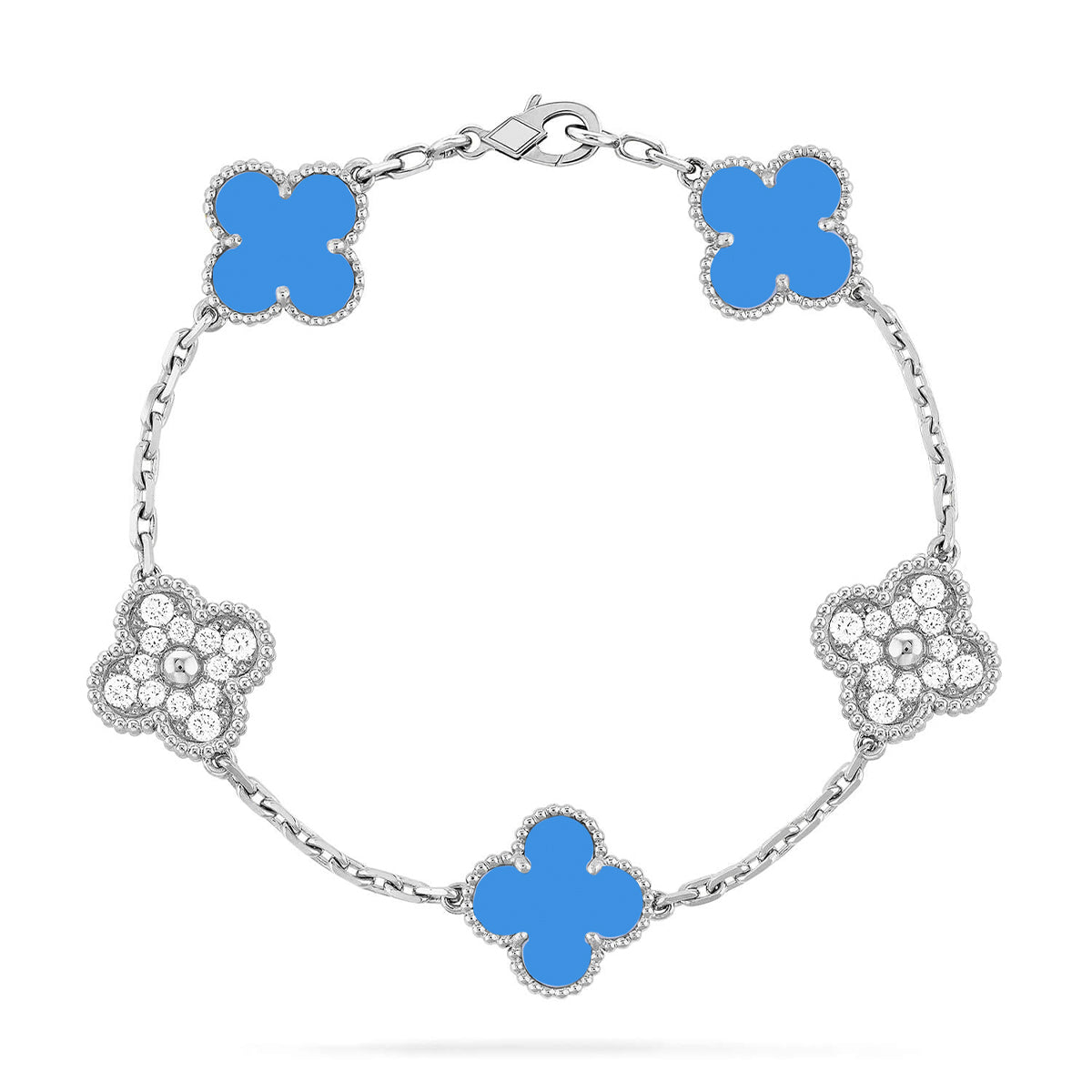 [Noble Aura jewelry] CLOVER 5 MOTIF BLUE AGATE BRACELET COLLECTION