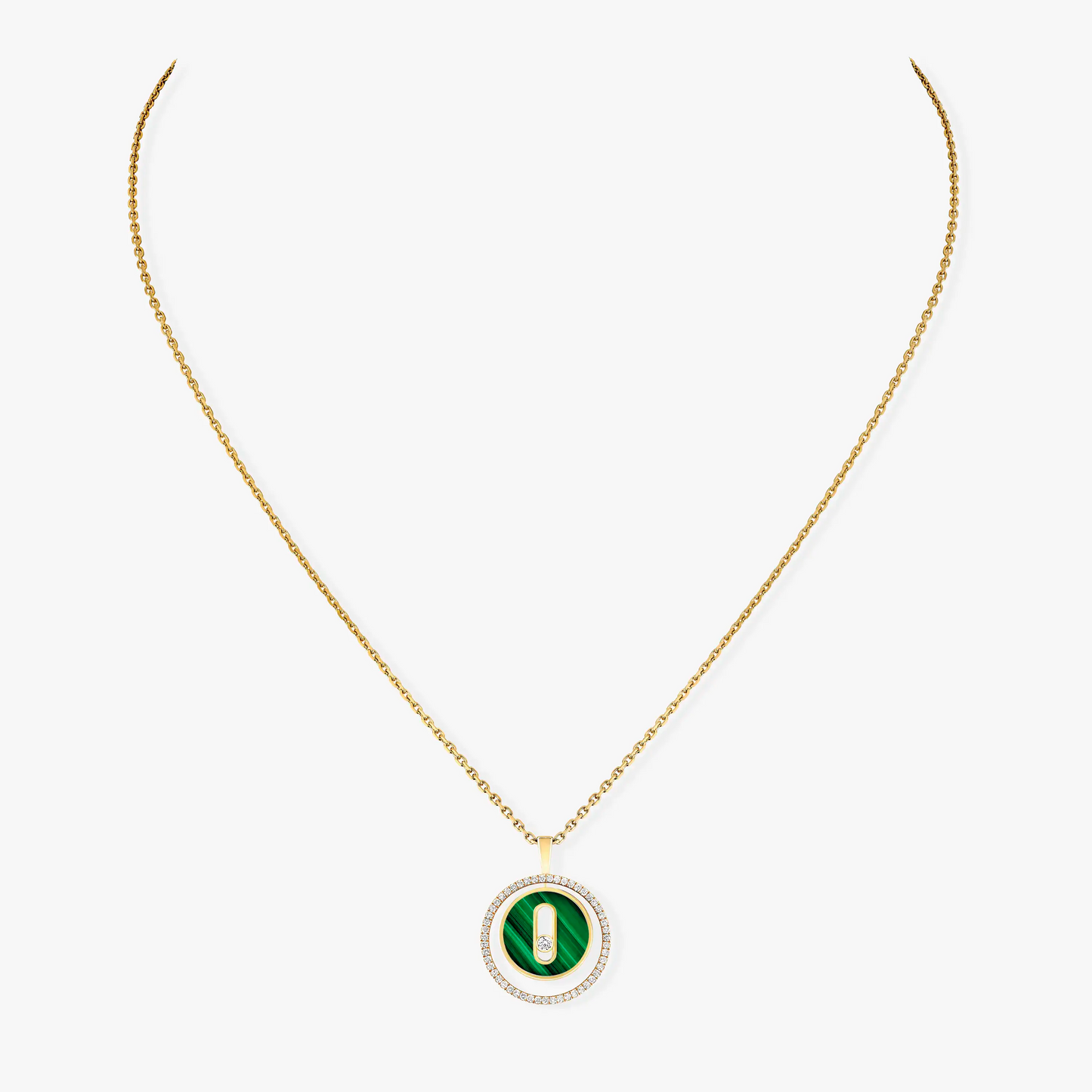 [Noble Aura jewelry]LUCKY MOVE 1 DIAMOND MALACHITE GOLD DIAMOND NECKLACE