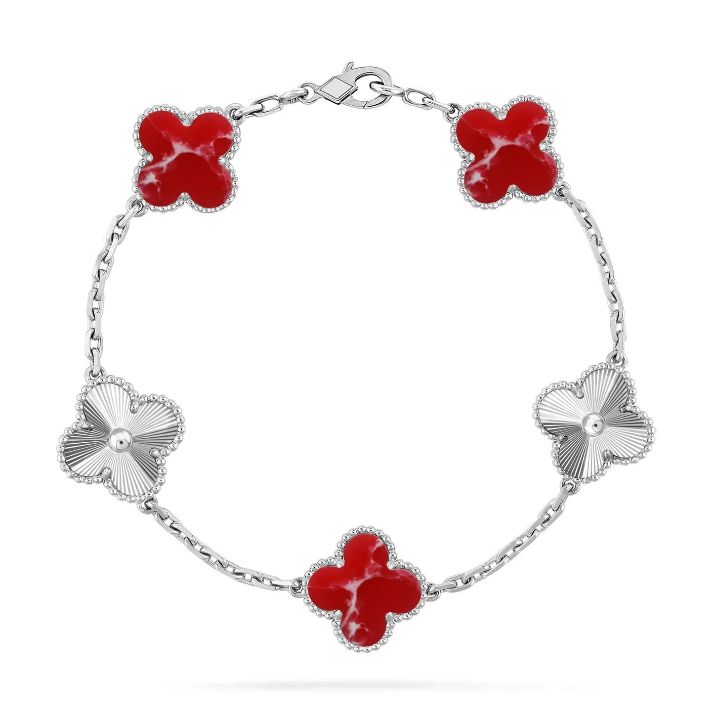 [Noble Aura jewelry]CLOVER 5 MOTIF RED PATTERN BRACELET COLLECTION