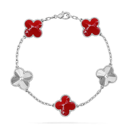 [Noble Aura jewelry]CLOVER 5 MOTIF RED PATTERN BRACELET COLLECTION