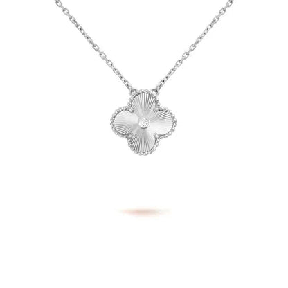 [Noble Aura jewelry]CLOVER  15MM DIAMOND LASER NECKLACE SILVER
