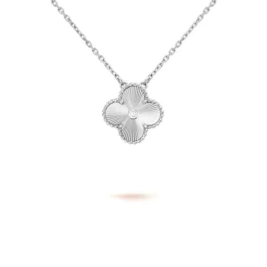 [Noble Aura jewelry]CLOVER  15MM DIAMOND LASER NECKLACE SILVER