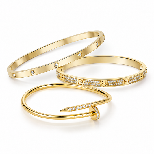 [Noble Aura jewelry] JUSTE Diamond & LOVE Diamond Bracelet Stack Set