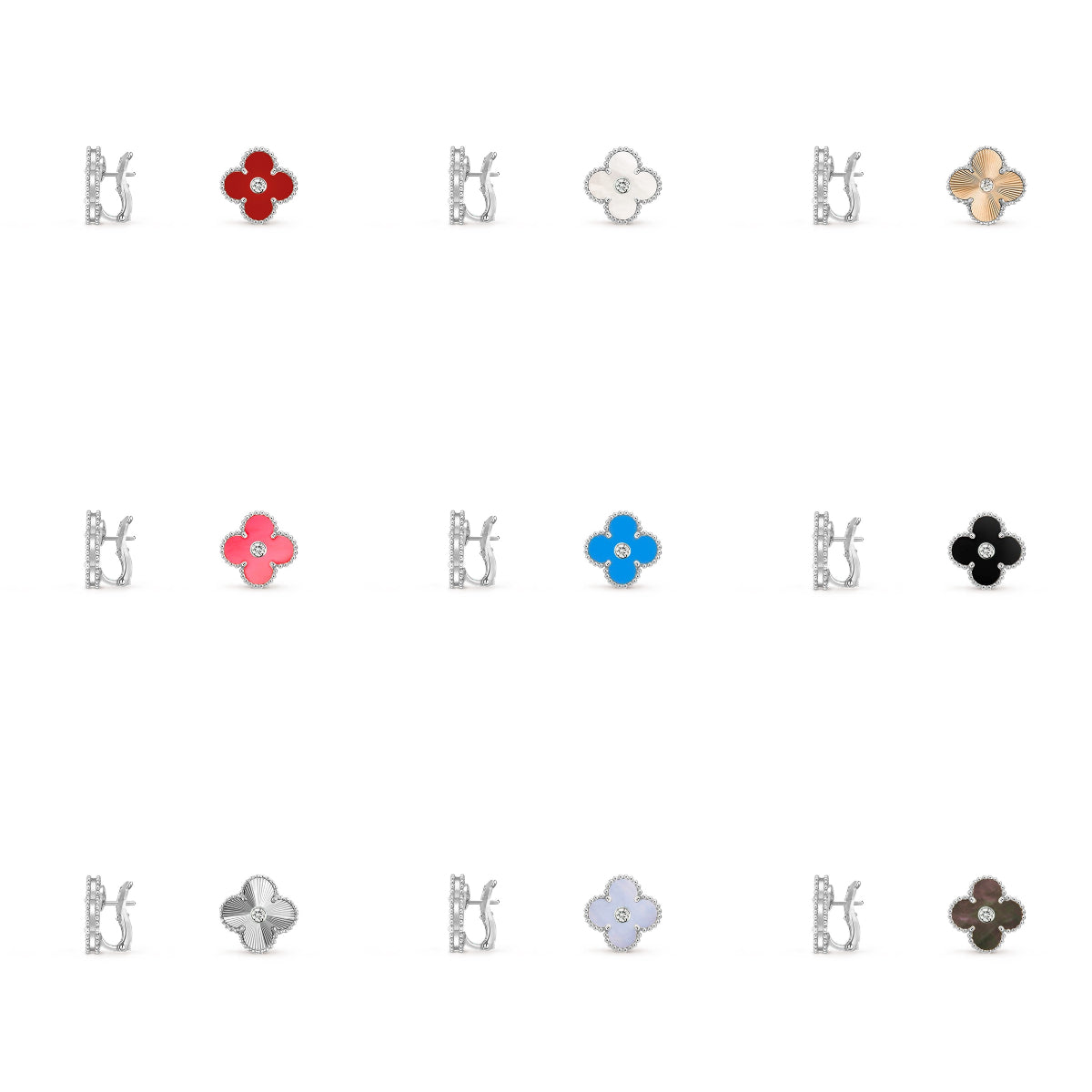 [Noble Aura jewelry]CLOVER SILVER 15MM MOP DIAMOND EARRINGS COLLECTION