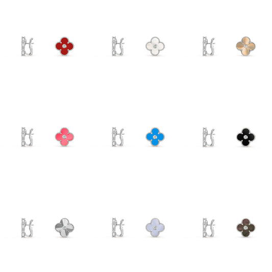 [Noble Aura jewelry]CLOVER SILVER 15MM MOP DIAMOND EARRINGS COLLECTION
