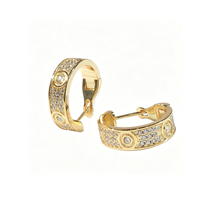 [Noble Aura jewelry]LOVE 5.5MM DIAMOND PAVED EARRINGS