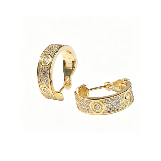 [Noble Aura jewelry]LOVE 5.5MM DIAMOND PAVED EARRINGS