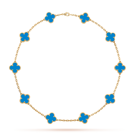 [Noble Aura jewelry]CLOVER 10 MOTIFS BLUE AGATE NECKLACE