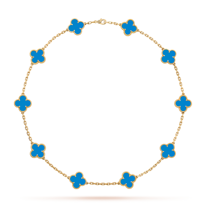 [Noble Aura jewelry]CLOVER 10 MOTIFS BLUE AGATE NECKLACE