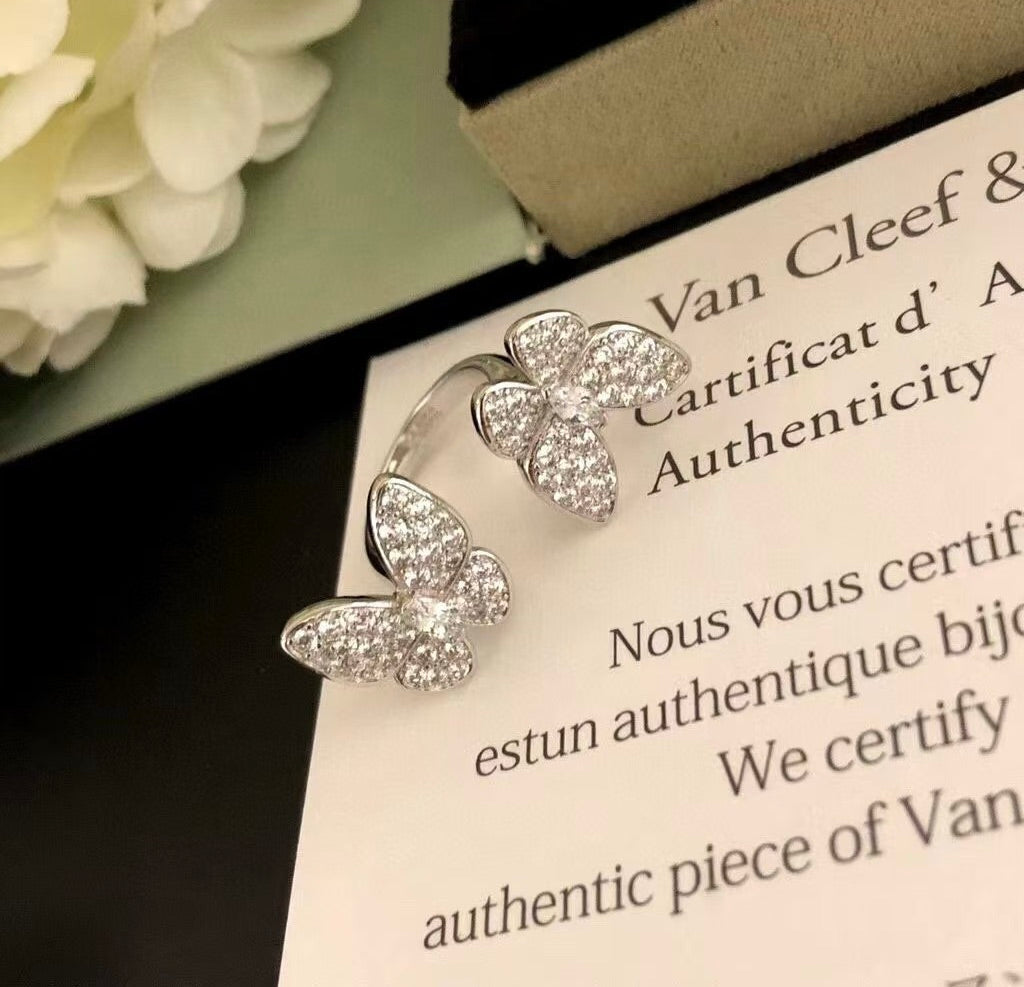 [Noble Aura jewelry]TWIN SILVER BUTTERFLY DIAMOND RING
