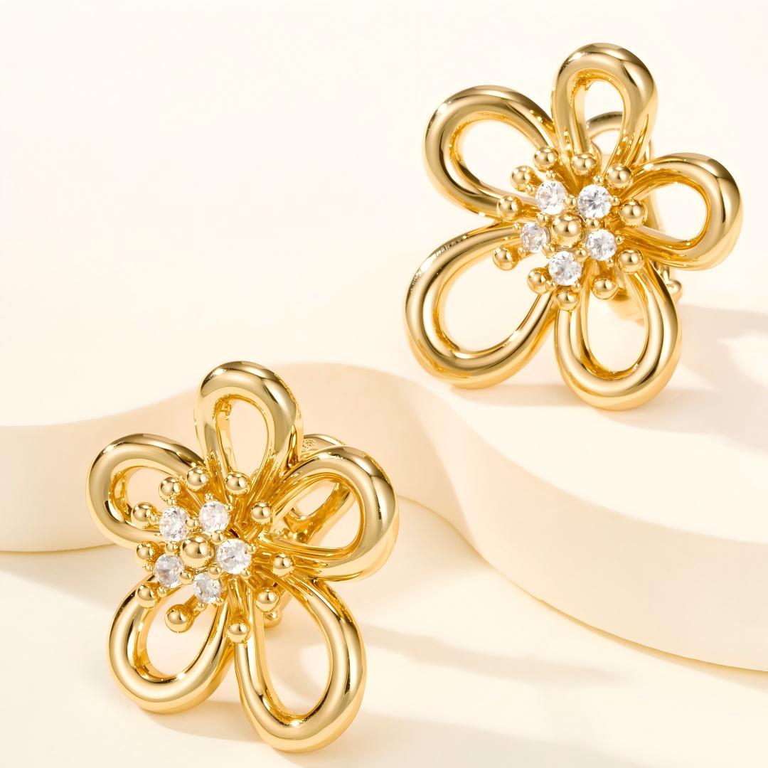 [Noble Aura jewelry] FLOWERLACE EARRING 5 DIAMONDS