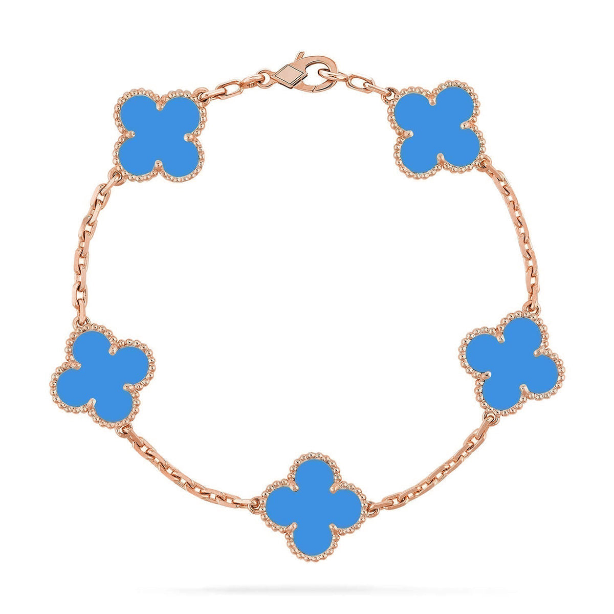 [Noble Aura jewelry] CLOVER 5 MOTIF BLUE AGATE BRACELET COLLECTION