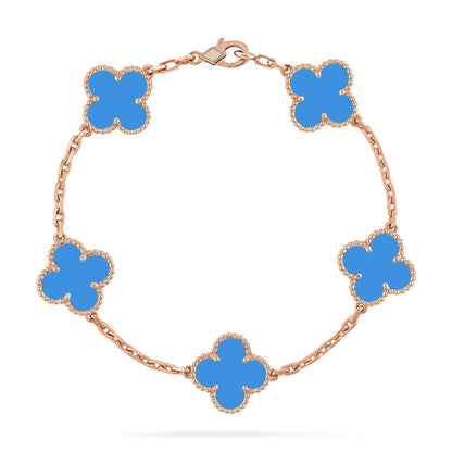 [Noble Aura jewelry] CLOVER 5 MOTIF BLUE AGATE BRACELET COLLECTION