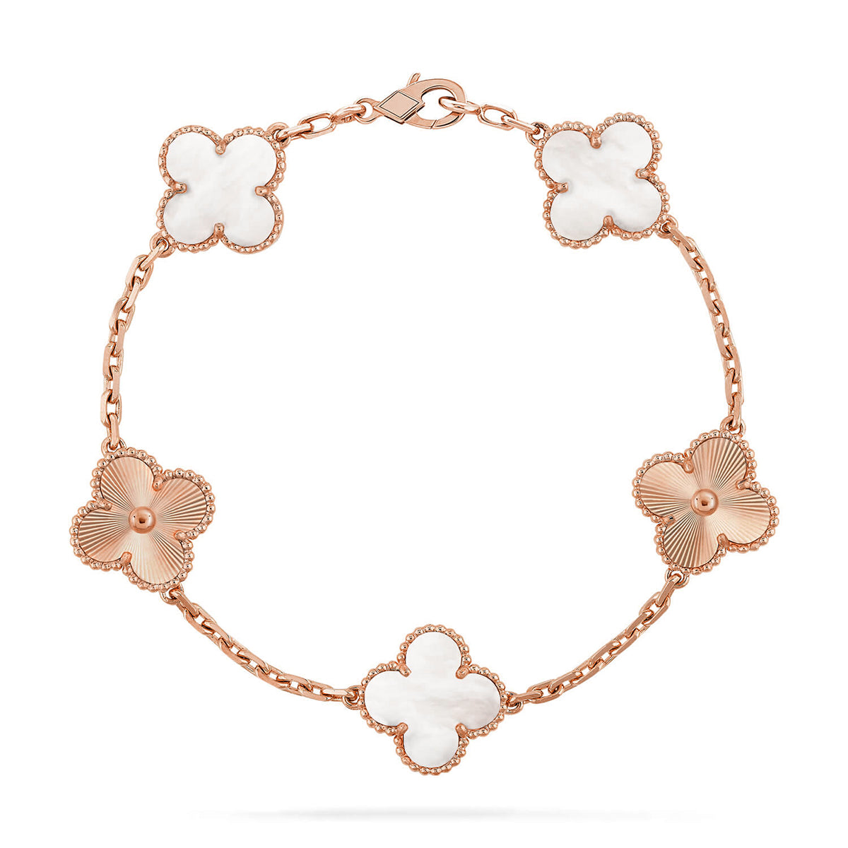 [Noble Aura jewelry]CLOVER WHITE PEARL MOP 5 MOTIF BRACELET COLLECTION