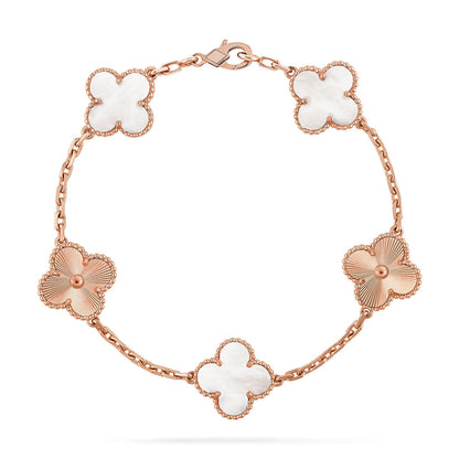[Noble Aura jewelry]CLOVER WHITE PEARL MOP 5 MOTIF BRACELET COLLECTION