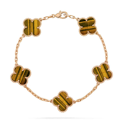 [Noble Aura jewelry] CLOVER 5 MOTIFS TIGER EYE BRACELET COLLECTION