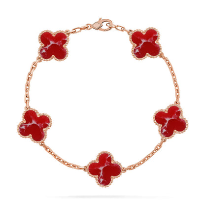 [Noble Aura jewelry]CLOVER 5 MOTIF RED PATTERN BRACELET COLLECTION